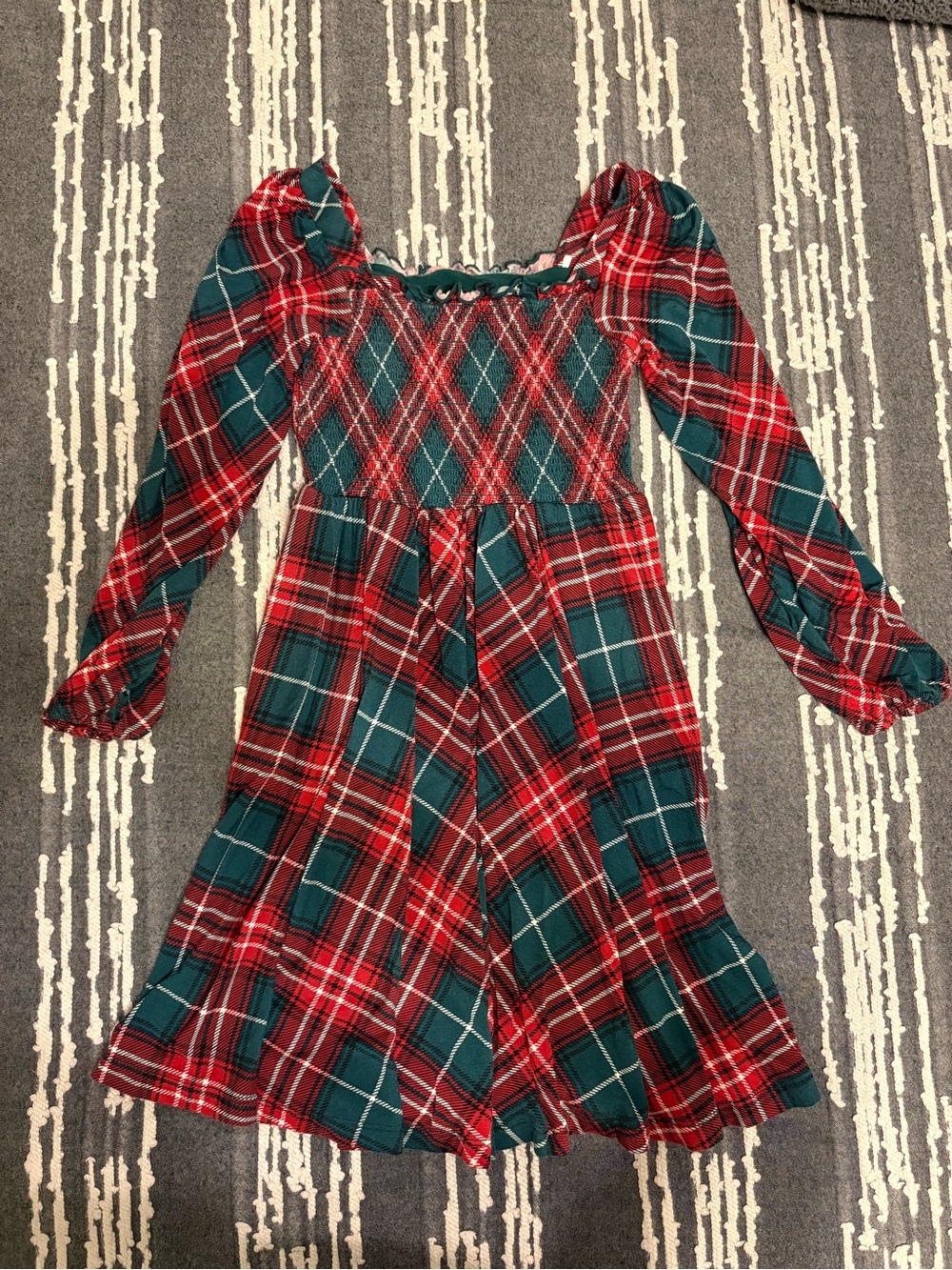 Little Sleepies Plaid Long-Sleeve Dress in Red and Green